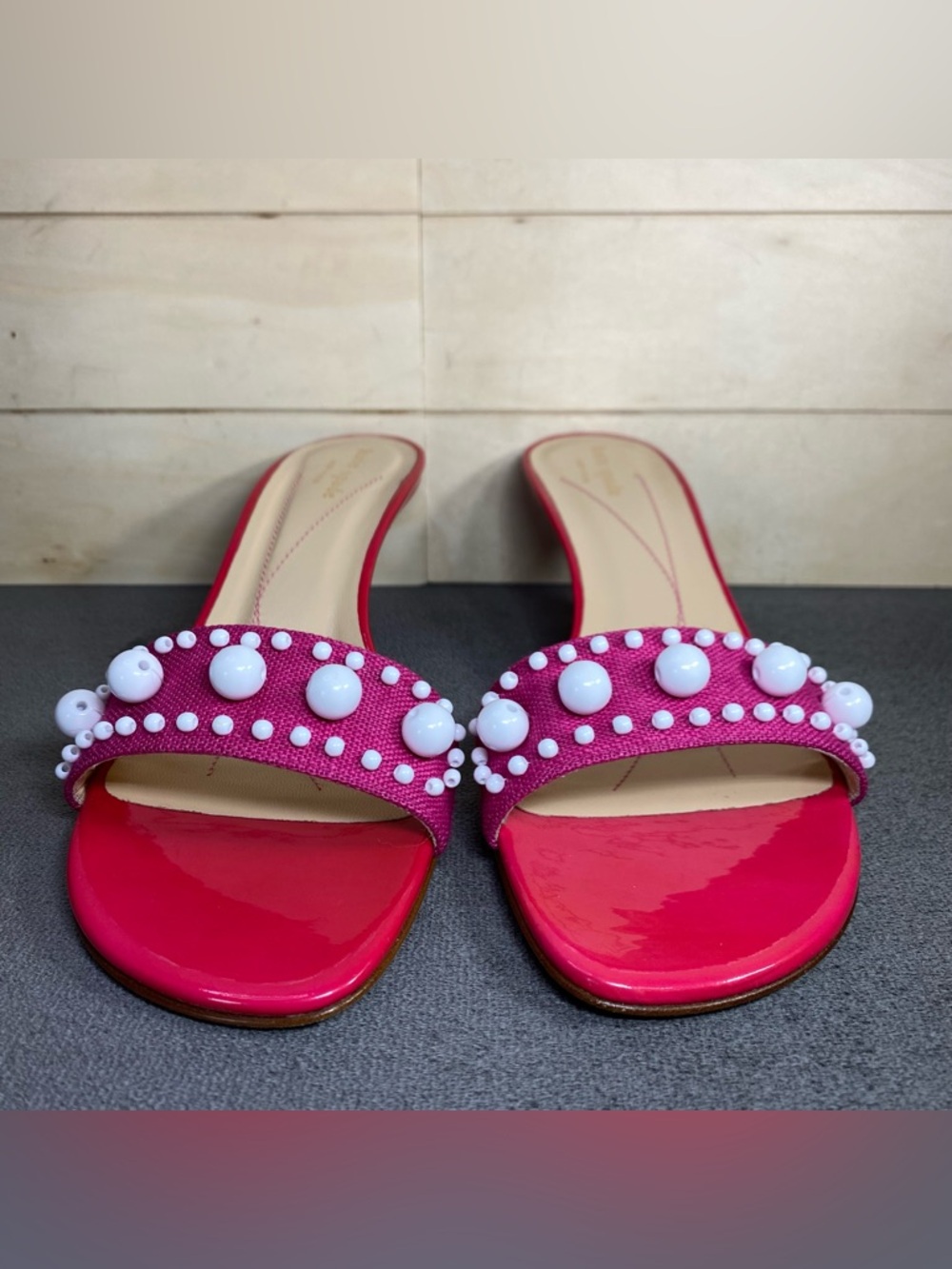 Kate Spade Chance Pink Linen Pumps Women's Size 9 Shoes B Leather Kitten Heels - Picture 5 of 9